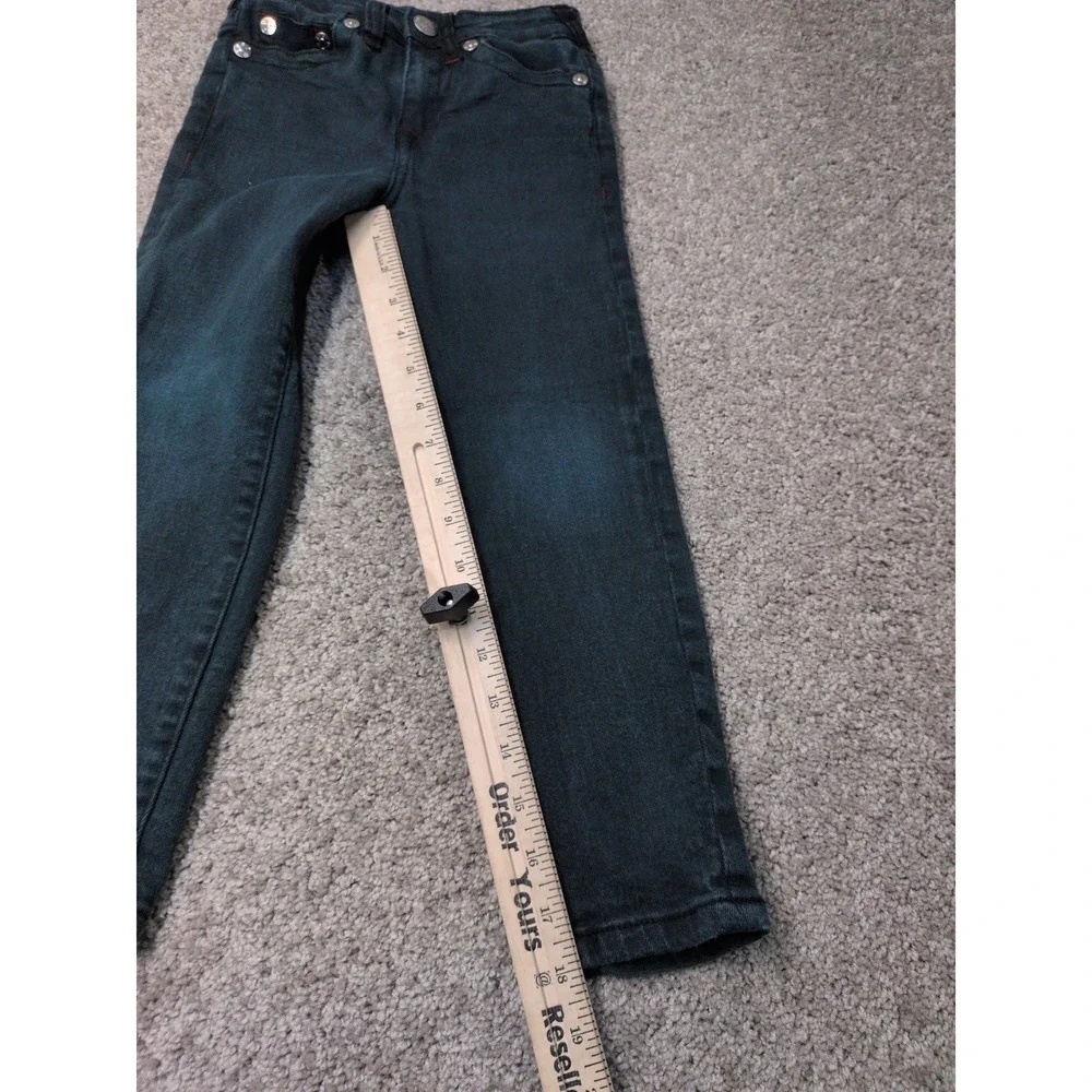 True Religion Boys Skinny Jeans Dark Wash Red Contrast‎ Stitch Size M 5/6